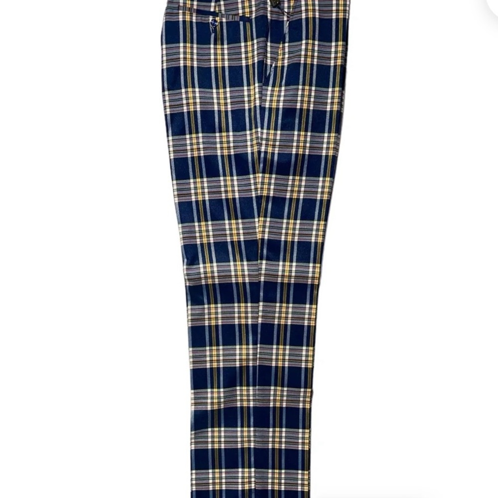 Navy and White Plaid Joggers